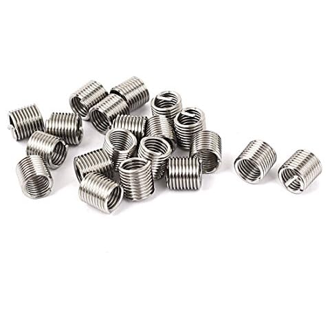 sourcing map 20 Stück M6 x 1mm x 2D 304 Edelstahl Drahtgewindeeinsätze Silber de Cover