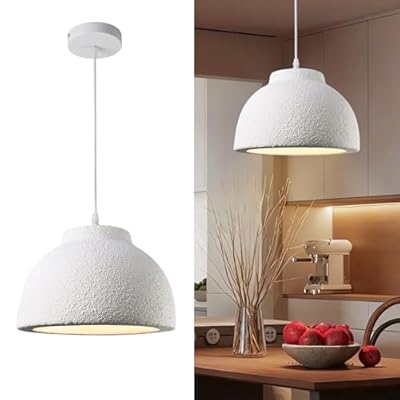 MinMinCheng 40cm Light Gray Wabi-Sabi Pendant Light - Adjustable Japanese Hanging Lamp, Modern Kitchen Island & Dining Room Chandelier with E26 Base Ceiling Fixture