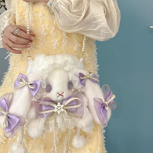 Women Rabbit Bag with Bowknot Sweet Shoulder Bag Crossbody Bag Cute Dolls Messenger Bag for Daily Travel Use4