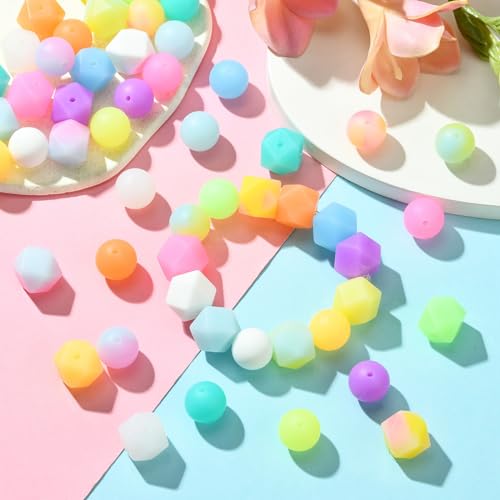 Perles en silicone lumineuses 15mm phosphorescentes pour création - 7