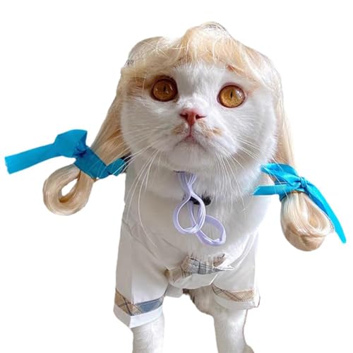 犬 猫 かつら ペットウィッグ 面白い 変装グッズ アフロ/ハイポニーテール/ビッグウェーブ ペットコスプレウィッグキャップ 記念写真 撮影 ?