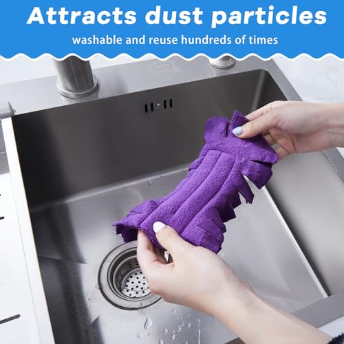 Image of Zubebe 3 Pcs Reusable Duster Refills Fleece,Yellow, Blue, Purple | Soft Polyester Fiber Flat Duster Refill Multi Surface Washable Cleaning Pad Tools for Home, Blinds, Car, Pet, Furniture, Fans