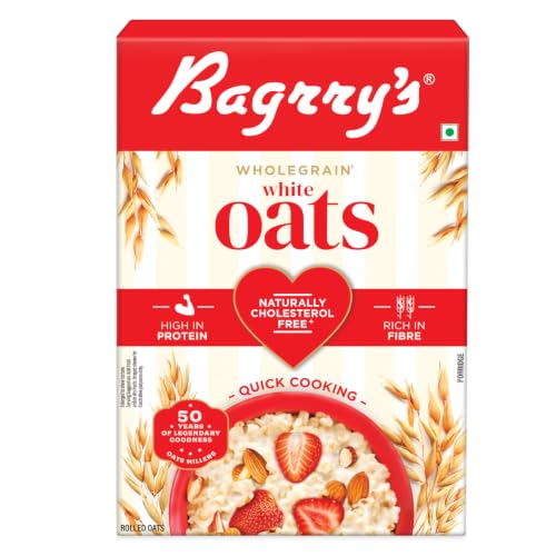 Image of Bagrry's White Oats 500g Box | Whole Grain | High Soluble Fibre | Protein & Fibre Rich | Non GMO | Breakfast Cereal | Instant Oats