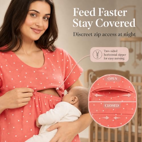 Image of AV2 Women's Cotton Floral Calf Length Maternity Nighty