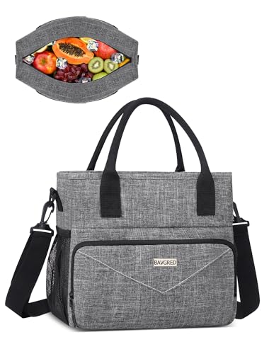 BAVGRED Insulated Lunch Bags, Large Capacity Leakproof Cooler Bag, Women Lunch Tote Bag with Shoulder Strap, Adult Lunch Box for Work Picnic Beach