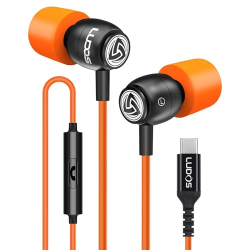 Image of LUDOS Clamor USB C Headphones for iPhone 17 16 15 Pro Max Plus Air iPad Pro, 5 Years Warranty, USB-C Earbuds for Samsung Galaxy S26 S25 S24 S23 Ultra S22 S21 FE S20 A55 A54 A53, USB Type C Earphones