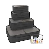 Packing Cubes for Travel Accessories Essentials Compression Cube Luggage Suitcase Organizer with Clear Toiletry Bag(5-Pack)