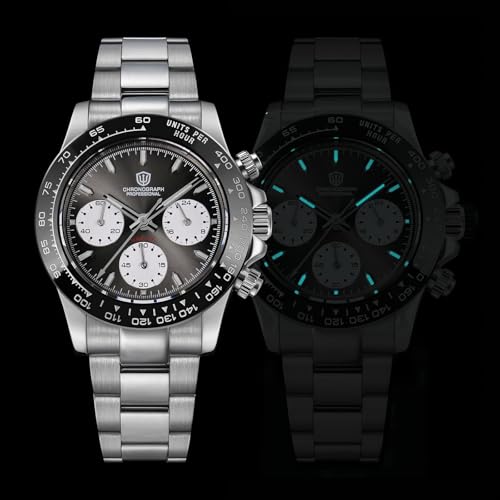 Image of watchdives Chronograph Watch, WD16500 V2 Quartz Men Watches Japan VK63 Meca-Quartz Movement 38mm Sapphire Crystal Wristwatch 100M Waterproof Sport Watch, Stainless Steel Bracelet