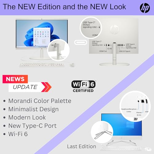 Image of HP 22 inch All-in-One Desktop PC • Full HD Display • 16GB RAM • 1TB Storage (512GB SSD and 512GB External) • Intel Ultra-efficient Processor • Type-C • Mouse and Keyboard Included