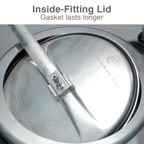 Image of Hawkins Miss Mary 5 Litre Pressure Cooker | Straight Body | Induction & Gas Compatible | Ideal for 5-7 persons | ISI Certified | Guaranteed for 5 year | Silver (IMM50)