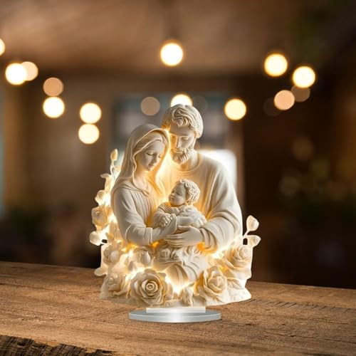 Image of 2D Jesus Holy Figure Decoration Religious Home Decor for Cabinet Home Office White Holy Family