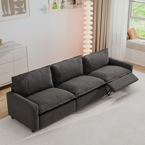 JACH 3 Seater Cloud Sectional Couch with Electric Recliner, Oversized Modular Sectional Sofa, Deep Seat Power Recliner Couch with USB/TypeC Port/Wireless Charging Station/Heatable Seat Cushion, Grey