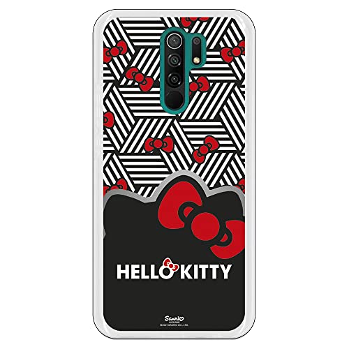 Personalaizer Coque mobile pour Xiaomi Redmi 9 Hello Kitty Cubes B/W Produit Officiel Coque mobile mignonne Silicone Gel souple