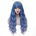 Produktbild Mildiso Perücke Damenperücke Lang Blau Locken Perücken mit pony Natürlich Wig/Für Frauen Alltag Anime Cosplay Kostümparty Halloween Karneval 001F