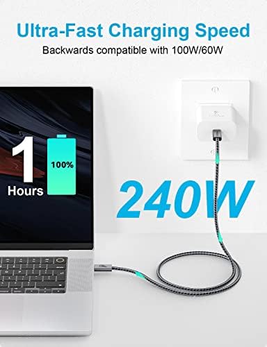 XAOSUN 240W USB4 Thunderbolt 3 Cable, Thunderbolt USB C Fast Charging Cable,Support 4k@60Hz 20Gbps Data USB 3.2 Gen 2 Cable for MacBook iPad Air/Pro 2021,Monitor,USB C Devices,Laptop,Hub and etc [1m]