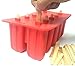 Astra Gourmet 10-Cavity Slicone Frozen Ice Pop Maker with 50 Wooden Sticks for Toddlers, Kids and Adults - BPA Free(Red)