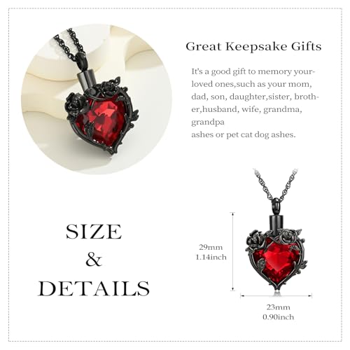 Cremation Jewelry for Ashes Rose Flower Urn Necklace with Crystal Heart Ashes Pendant Butterfly Necklaces for Women Men Memorial Keepsake Jewelry Gift3