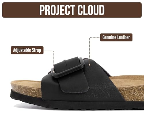 Image of Project Cloud 100% Genuine Leather Sandals Women Dressy Beach Essentials Slides for Women Footwear - Lightweight with Memory Foam Insole Sandals for Women 2026 - Womens Slides