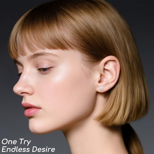 Double Halo Moissanite Stud Earrings for Women Men, 925 Sterling Silver Jewelry, White Gold Plated, Anniversary Birthday Christmas Gifts for Wife Mom2