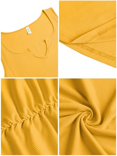 Image of Missufe Women's Sleeveless V Neck Ruched Bodycon Sundress Summer Casual Short Tank Dress