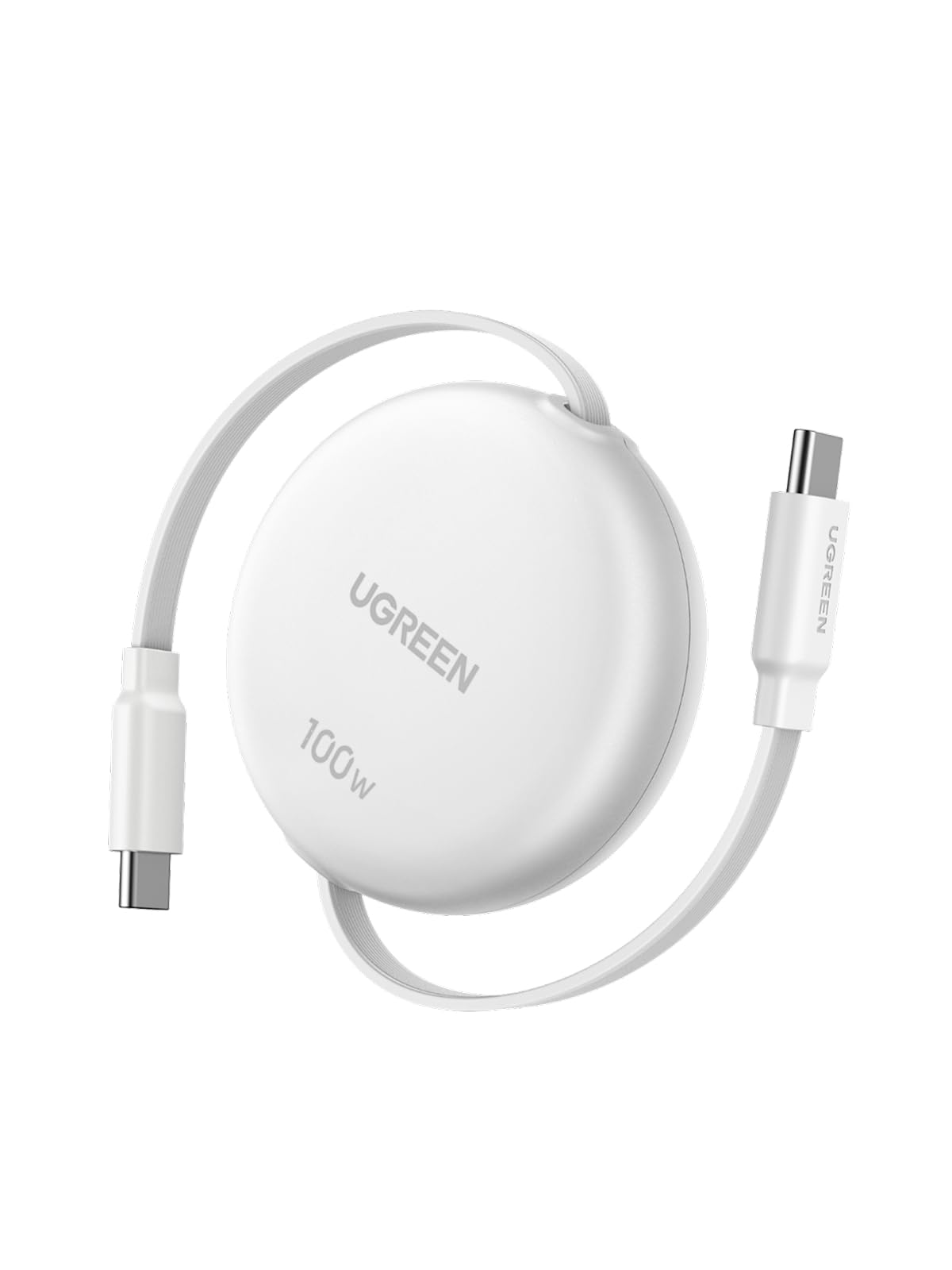 UGREEN 100W Cavo USB C Retrattile PD 3.0, Cable Type C Avvolgibile Ricarica Rapida, Compatibile con MacBook, iPad Air, iPhone 17 Pro Max Air/16/15 Plus Pro Max, Galaxy S25 S24, Pixel 10/9.Bianco