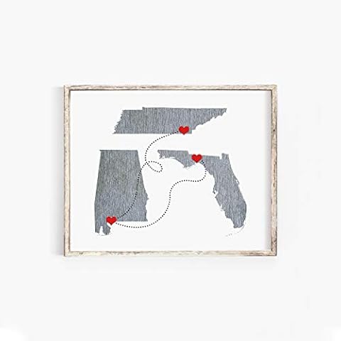 Any Three States Custom Map Art Print Cover
