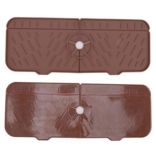 Ghzste Faucet Absorption Mat Washable Reusable Silicone Water Catcher Mat Sink Countertop Kitchen Bathroom RV (Brown) - Image 4