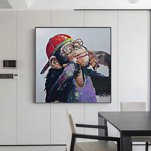Toile graffiti mignon singe avec affiche musique pour mur de salon moderne - 2