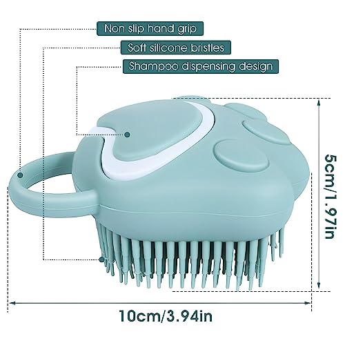 Molain Dog Cat Bath Brush Comb Silicone Rubber Dog Grooming Brush Silicone Puppy Massage Brush Hair Fur Grooming Cleaning Brush Soft Shampoo Dispenser(Blue Paw Shape) #TOP1