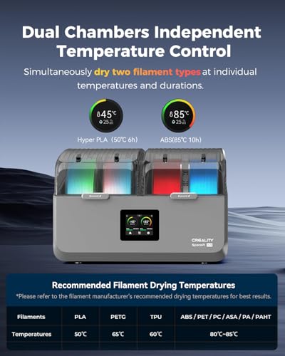 Image of Creality Space Pi X4 Filament Dryer, 4 Spools Filament Dry Box with Dual-Chamber Heated Storage, Max 85℃ Temerature, Independent Temperature Control for PLA, PETG, ABS, TPU, Nylon, ASA