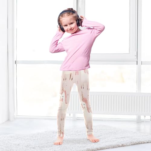 Toddler Girls Leggings Printed Yoga Pants Leggings Unicorn Pink Background for Kids4