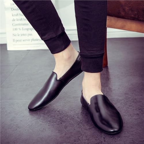 Men's Loafers Pointed Toe Genuine Leather Resistant Flat Heel Anti-Slip Prom Wedding Slip-on2