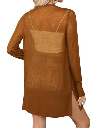 Image of Women's Trendy Lightweight Long Cardigans Summer Casual Beach Vacation Open Front Cardigan 2379