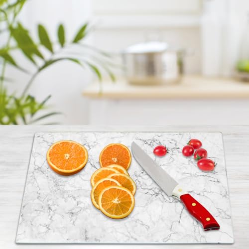Tabla de cortar de vidrio templado JAMBALAY para cocina, 40,6 x 30,5 cm, con diseño mármol, pies antideslizantes, resistente al calor y a los golpes, apta para lavavajillas miniatura 5