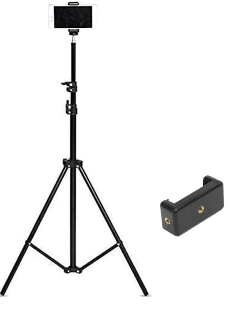 Basic Tripod Stand 7 ft I with Landscape Mobile Holder Mount for All Types of Mobile I Videography I Photography I Shooting I screening I Karaoke I Lightweight Metal I Black (Tripod for Landscape)-image-37