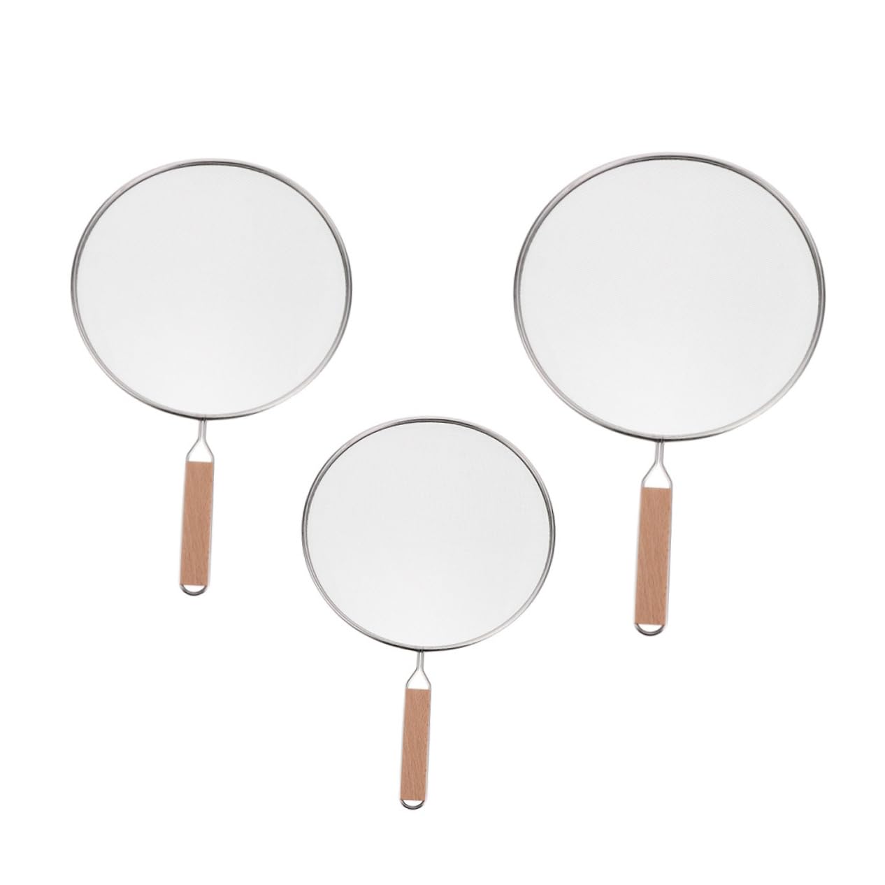 SOLUSTRE 3Pcs Stainless Steel Oil Splatter Screen Kitchen Fine Mesh Splash Cover for Frying and Cooking Heat Retention and Safety