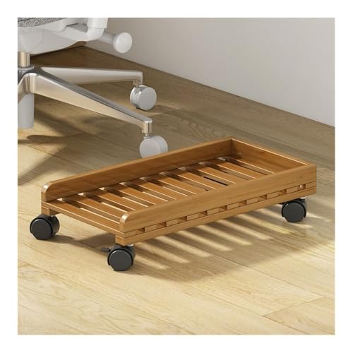 Soporte para torre de computadora, carro móvil para CPU con ruedas bloqueables, soporte sencillo para chasis de escritorio (Natural) miniatura 3