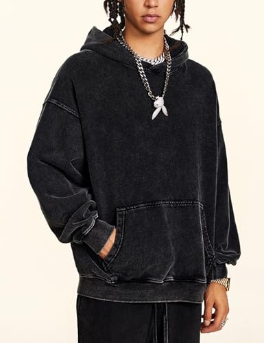 Mens Oversized Hoodies Vintage Cotton Heavyweight Fleece Pullover Baggy Acid Wash Hooded Sweatshirt Unisex Streetwear3
