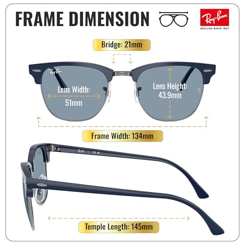 Image of Ray-Ban RB3016 CLUBMASTER CLASSIC Square Shaped Sunglasses for Men & Women with Official RAYBAN Eyewear Kit
