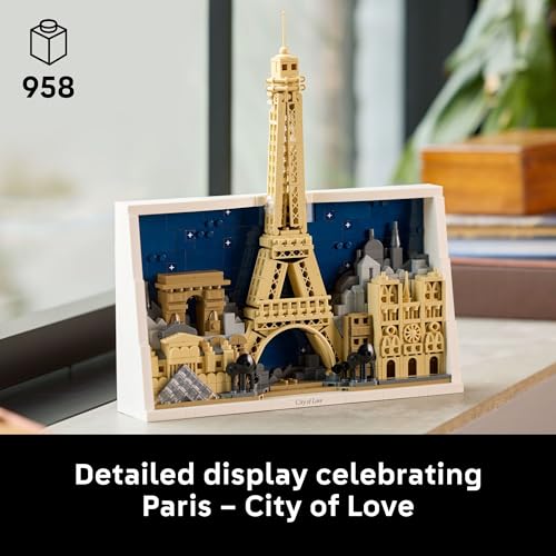 Image of LEGO Architecture Paris - City of Love Building Set for Adults - Gift for Birthdays - Office or Bedroom Decor for Women & Men, Ages 18+ - W /Frame for Display - 21064
