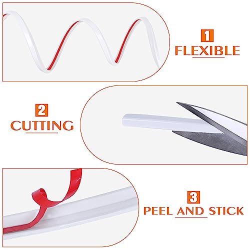 Image of Kikerike Peel and Stick Tile Edge Trim 25Ft L-Shape Outside Corner Molding Vinyl Exterior Edging Moulding for Bathroom Backsplash End Shower Wall Edges Furniture Decoration - White 25Ft(White)