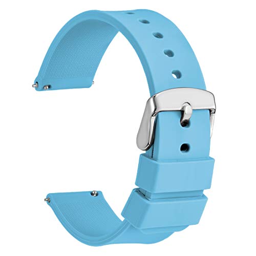 WOCCI Silicone Watch Band 20mm, Soft Rubber Replacement Straps with Quick Release (Deepsky Blue)