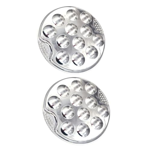 Toyvian 2 pièces Lot de Assiettes Escargots Acier Inoxydable Plat de Cuisson Compartiments Antirouille Résistant à Usure pour Barbecue et Four