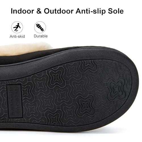 Image of EverFoams Women's Bootie Slippers Faux Fur Ladies Bedroom House Shoes with Memory Foam and Indoor Outdoor Rubber Sole