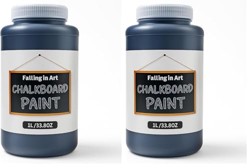 Image of Falling in Art Chalkboard Paint, 33.8 Oz Black Chalkboard Paint Use on Walls, Doors, Paper, Wood, Ideal for Decorations and DIY Projects (Pack of 2)