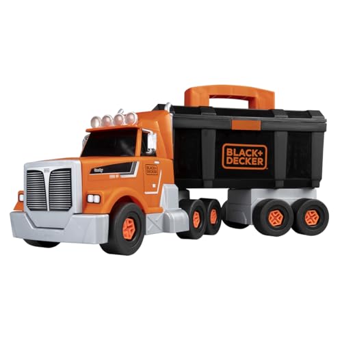 Smoby   Black+Decker   Camión Bricolo   Accesorios incluidos   Remolque   Asa de Transporte   Construcción con grúa   A Partir de 3 años