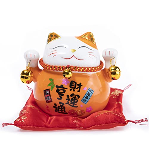 Materiale del salvadanaio a forma di gatto giapponese Maneki Neko: porcellana.