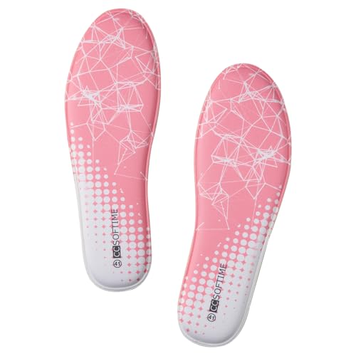 CCSOFTIME Plantillas Memory Foam para Mujer Hombre, Plantillas Zapatillas Deportivas que Absorben Los Golpes, Plantilla Gel para Bota, Antiolor y Sudor,Amortiguación y Cómodas Rosa 38