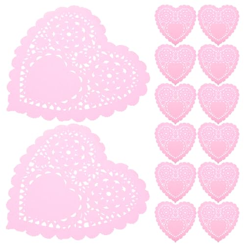 TIDTALEO 100 Pièces Sets de Table en Papier de Cœur Rose, Légers et Jetables, Décoration Délicate et Élégante Saint-Valentin et Fêtes Romantiques