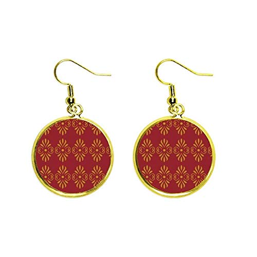 Pendientes golden con patrón rojo de Tailandia hechos a mano para mujer